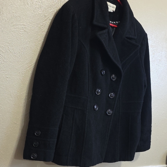 ST. John's Bay Women's Black Double-Breasted Coat Size X-Large Wool, Cashmere. - Picture 2 of 14